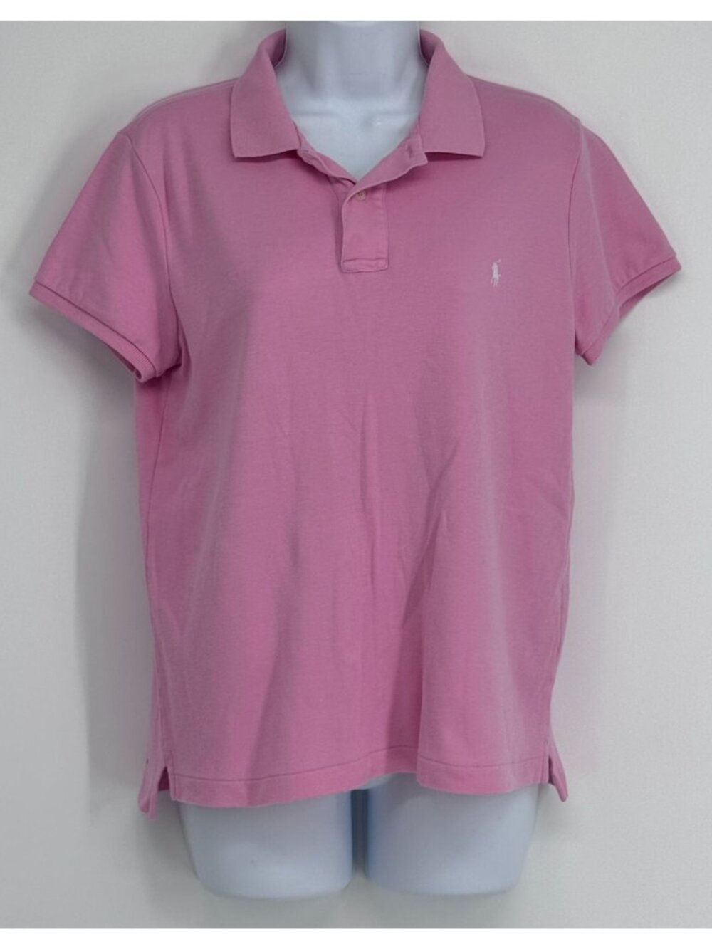 Ralph Lauren Sport XL Women Pink Polo Shirt Slim Fit Short Sleeve Basic Vtg Clas